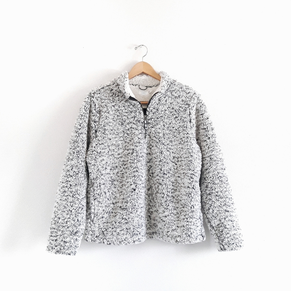 Time And Tru White Faux Sherpa Pullover Sweater